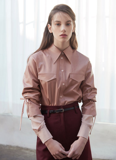 Layered Sleeve Shirt Pink Beige품절